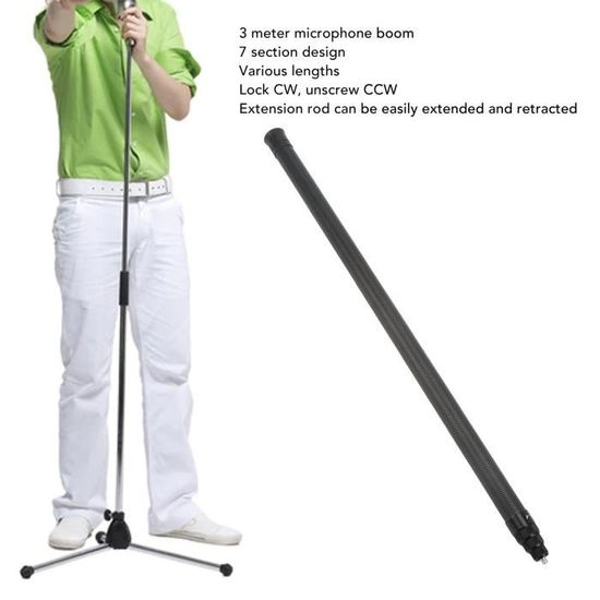 Ciciglow Perche D'Extension Microphone 9 Sections - Portable Avec Vis 1/4", 45,5 Cm Repliée