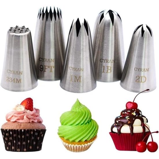 Poche à Douille PARENCE Avec 7 Embouts - Set Décoratif Pour Pâtisserie, Cupcakes, Biscuits - Facile à Nettoyer