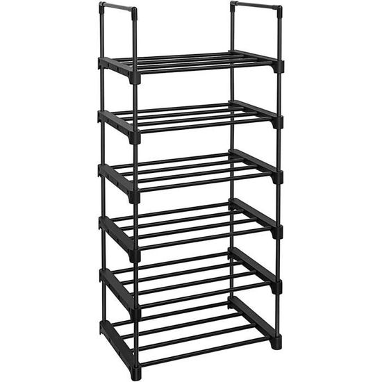 AcornFort Étagère à Chaussures 6 Niveaux Ultra Robuste – Jusqu'à 18 Paires, Design Moderne Et Solide (Noir)
