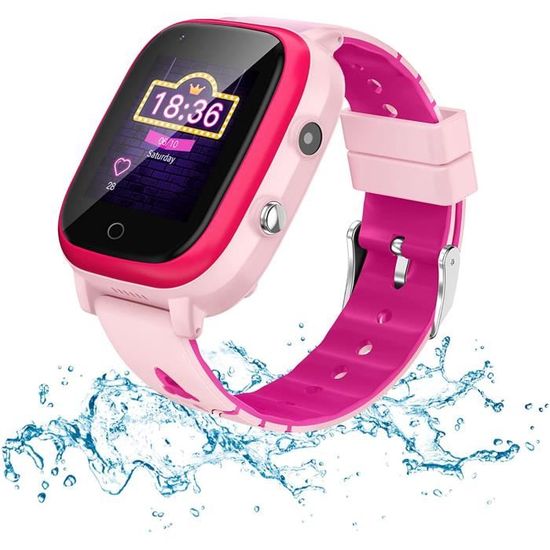 Montre Intelligente Enfants GO Noir - GPS, WhatsApp, Spotify - Sécurité & Fun (FR/EN/DE)