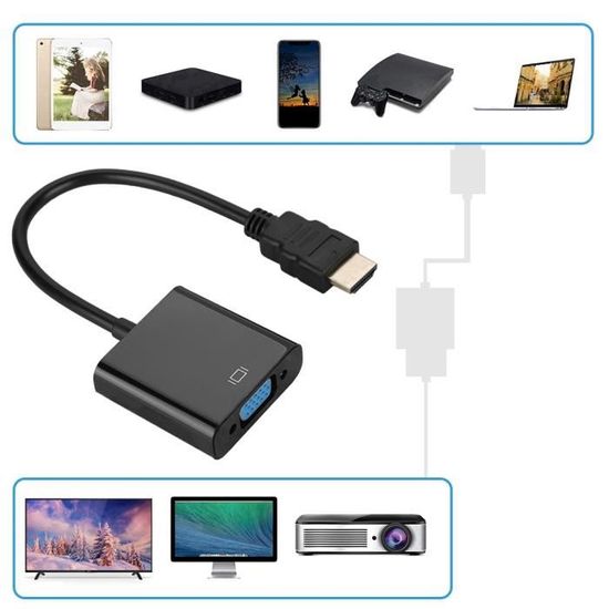 Adaptateur HDTV Vers VGA Avec Audio 3,5 Mm - Pour PC, Portable, Projecteur - Résolution 1080p