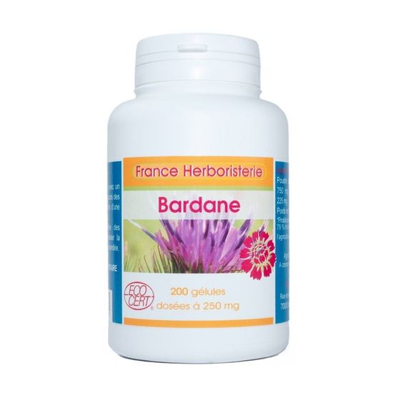 Gélules Bardane Racine - 200 Gélules Dosées à 250 Mg, Marque France Herboristerie, Neuf, Plantes Bien-être