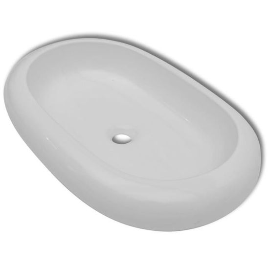 Lavabo En Forme Ovale Céramique 40 X 33 Cm Blanc à Prix