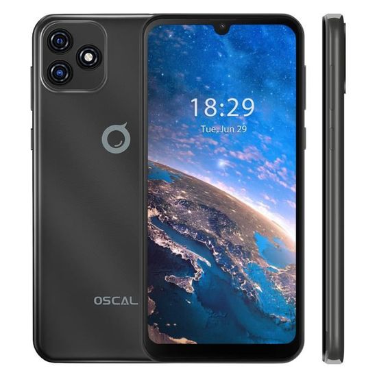 Blackview Oscal C20 Smartphone 32 Go 6.1" Écran GPS Téléphone portable Pas cher Double Sim - Noir