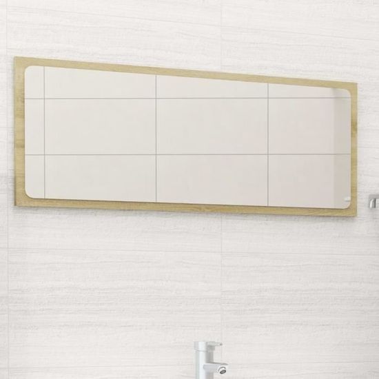 6246Home chic•Miroir de salle de bain avec éclairage LED Miroir Murale de Toilettes MODE Chêne sonoma 90x1,5x37 cm Aggloméré Tout Ne