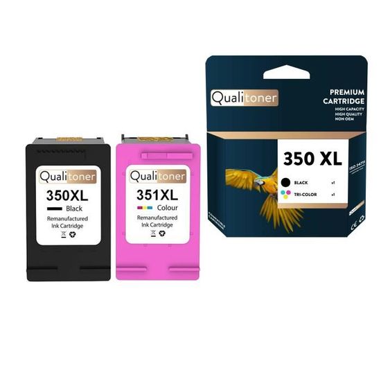 Pack De 4 Cartouches Compatibles QUALITONER Pour HP 350XL/351CLXL - Noir Et Couleur