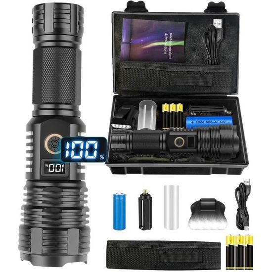 Lampe Torche LED 990000 Lumens – Ultra Puissante – Rechargeable USB – 2x