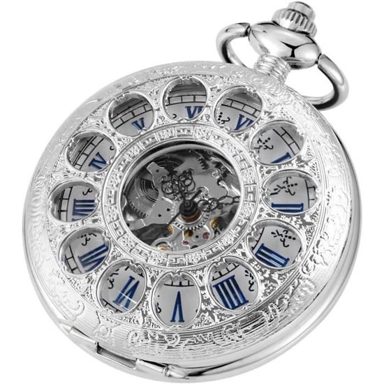 Montre De Poche REGLIA Avec Chaîne - Mécanique Manuelle, Cadran Blanc, Boîtier Acier, Occasion Parfait état