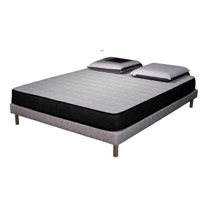 Ensemble matelas mousse acceuil mémoire Memory - 90x190 - 1 Oreiller visco 60x60 - Sommier Blanc 90 x 190