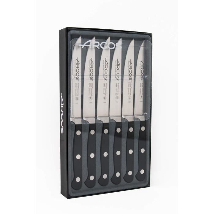 Arcos Séries Clasica - Jeu de Couteaux 6 pièces (6 Couteux à Steak) - Lame Acier Inoxydable Forgé Nitrum 120 mm - Manche