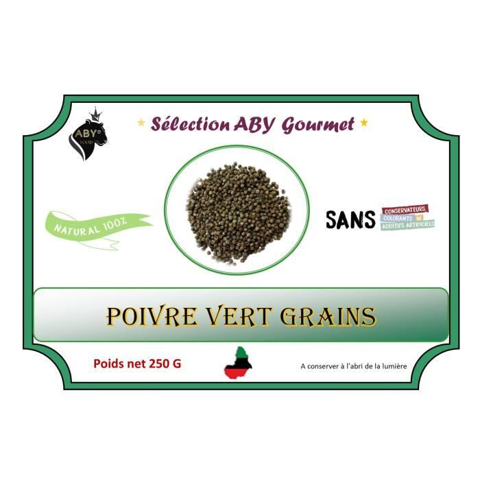 Poivre vert grains - 250 G - Sélection ABY gourmet - ABY Food