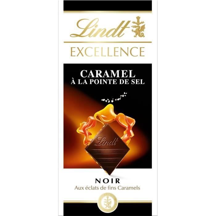 LINDT Tablette chocolat noir caramel salé - 100 g