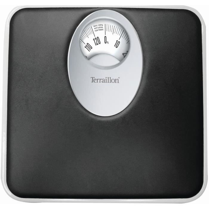 Terraillon Pèse Personne Mécanique, Grand Cadran Rotatif, 120kg, T61 - Noir - 25,5 x 25 x 5 cm