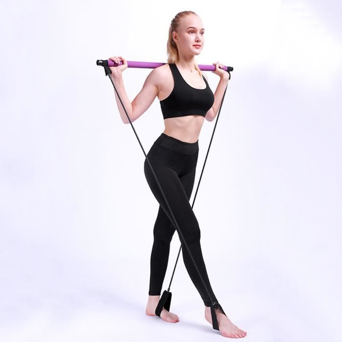 Yoga Pull Rods Portable Home Gym Body Toning Bar Fitness Rope Puller pour Pilates Exercice Violet