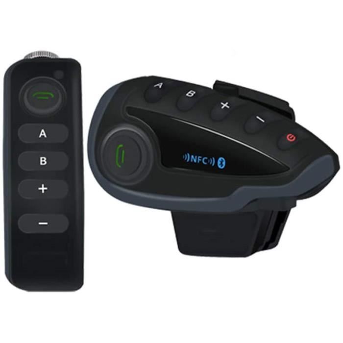 Bluetooth Casque De Moto Intercom Casque avec Poignée De Télécommande FM Radio NFC, Full Duplex sans Fil Mains Libres Système D A352