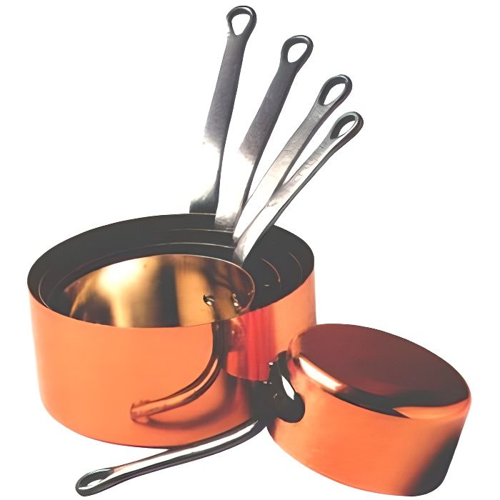 Série 5 Casseroles Cuivre Etamé 12 à 20 cm