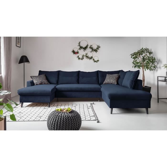Canapé d'angle 7 places Bleu Design Confort