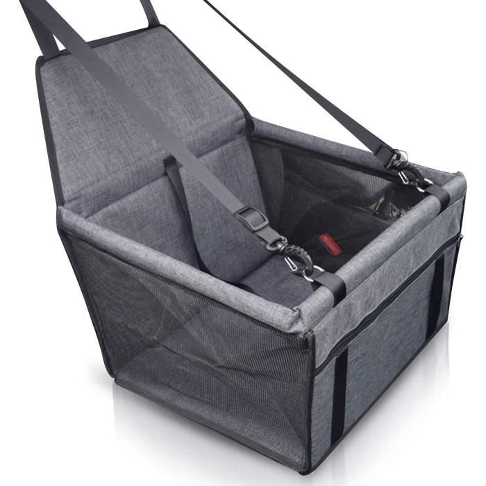 Siege Auto Chien pour Voiture, 100% Imperméable et Respirant Siège Chien Voiture avec Ceinture de Sécurité, Facile à Nettoyer Gris