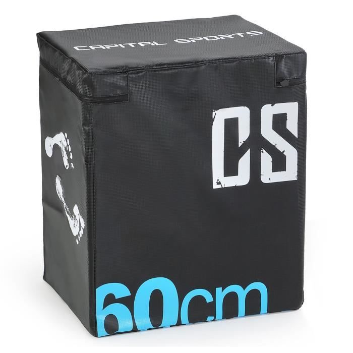 CAPITAL SPORTS Rooksy Soft Jump Box Boîte plyométrique 60x50x30 cm pour saut, parcours gym, entraînement militaire- noir