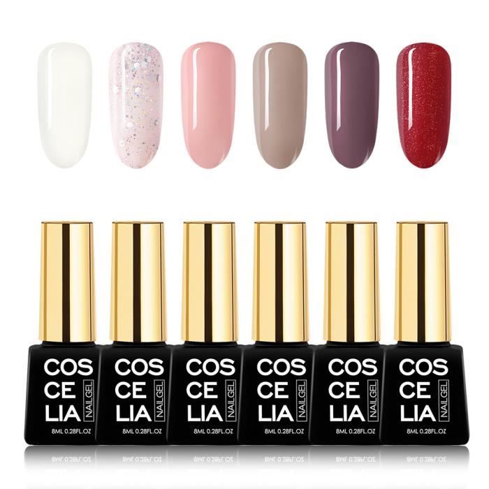 Coscelia Nail Art 6pc Vernis Semi Permanent Gel à Ongle Vernis à Ongle Gel UV /LED Soak Off Gel Polish Manucure Kit