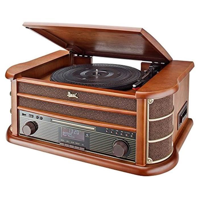 nostalgie système 50 DAB stéréo double NR avec plateau tournant (FM / DAB (+) radio, CD (MP3), USB, lecteur de cassettes, AUX-in,