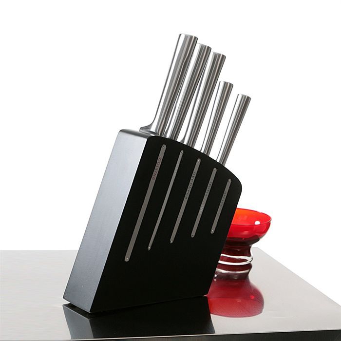 Bloc de 5 couteaux de cuisine Kimono noir inox