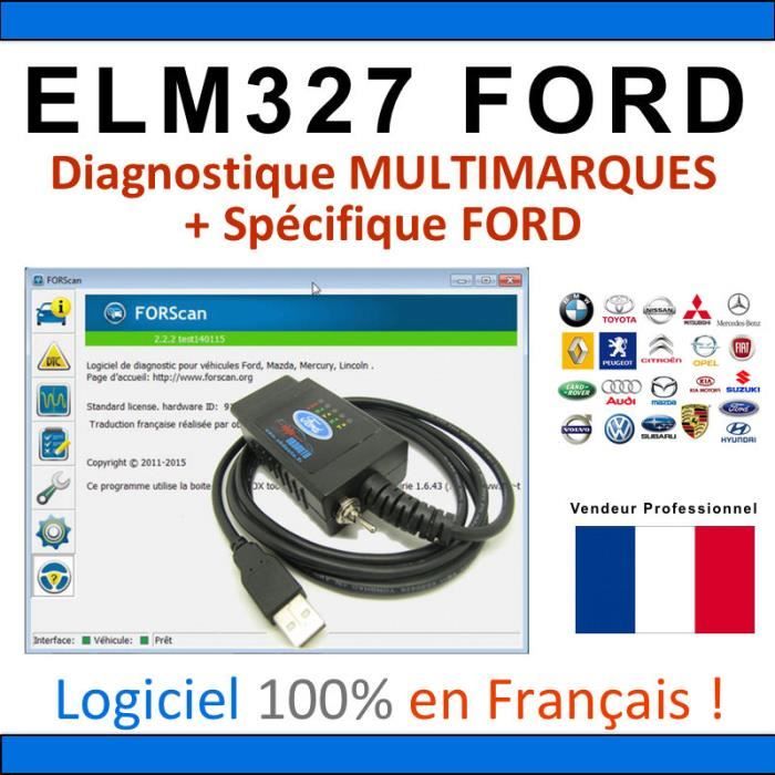 Interface ELM327 MODIFIÉ - Valise Diagnostique MULTIMARQUES & FORD ELM 327 by Mister Diagnostic®