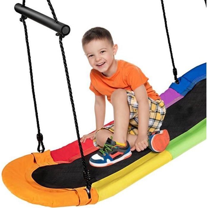 GIANTEX Balançoire en Tissu d’Oxford Réglable en Hauteur avec Poignées,Cadre en Métal,Utilisation Intérieure et Extérieure