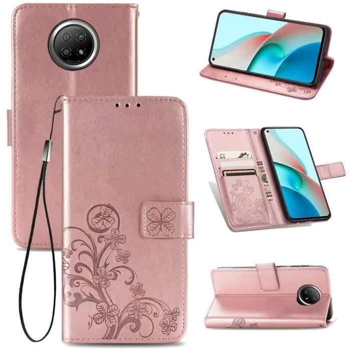 Pour Xiaomi Redmi Note 9 5G Coque Etui Portefeuille Faux Cuir Relief Magnetique Feuille Porte-Carte Femelle Pour Xiaomi Redmi N AT