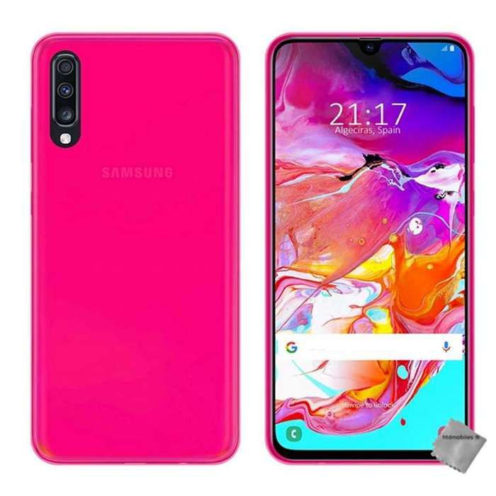 Coque silicone gel fine pour Samsung Galaxy A70 + verre trempe - ROSE
