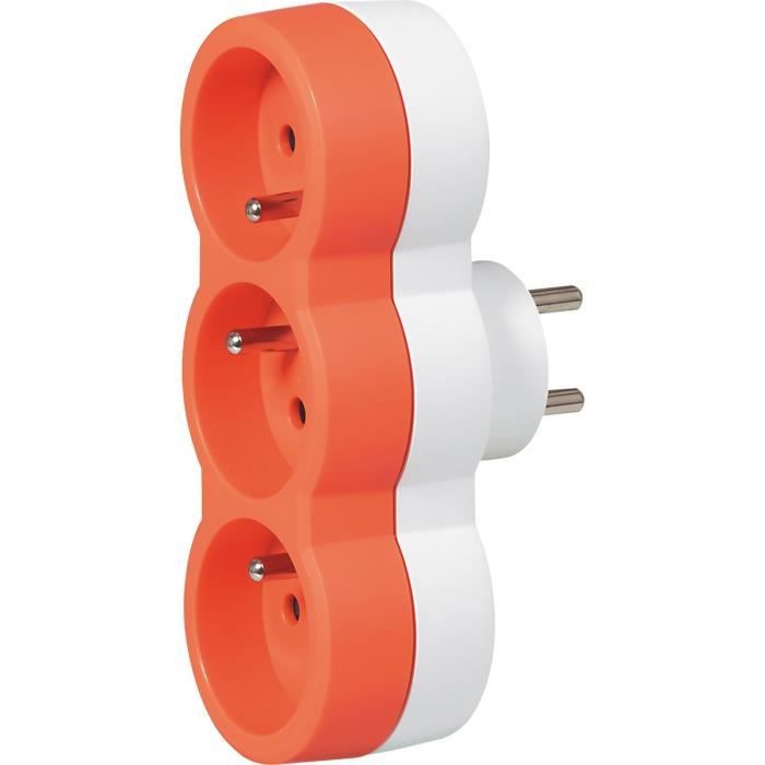 LEGRAND Fiche multiprise 16 A 3x2 P+T 3 sorties frontales orange