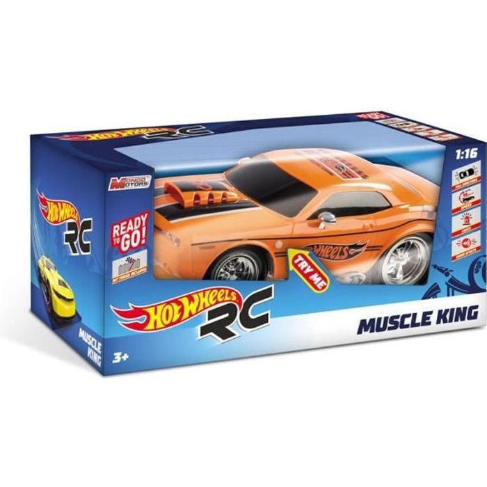MONDO - Hot Wheels - Muscle King - Voiture Radiocommandée - sons et lumières - échelle 1/16ème - Garçon - Mixte - A partir de 3 ans
