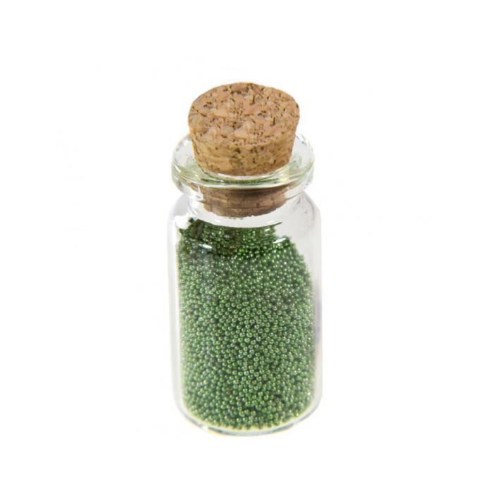 Accessoires création microbilles caviar irisées en fiole Vert amande Vert Amande