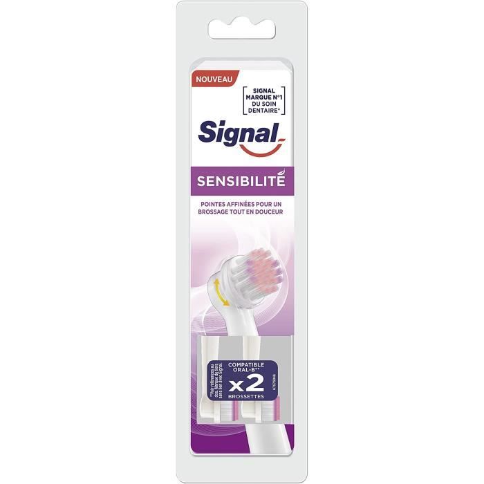SIGNAL Recharge 2 brossettes dentaire électrique sensibilité compatible avec ORAL B
