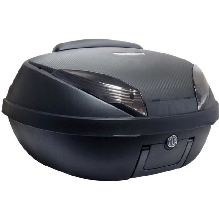 Top Case Moto S-Line 52L Noir M / Carbone Dim : 58x45x32.5cm (2 Casques) Platine, Dosseret et Poignée