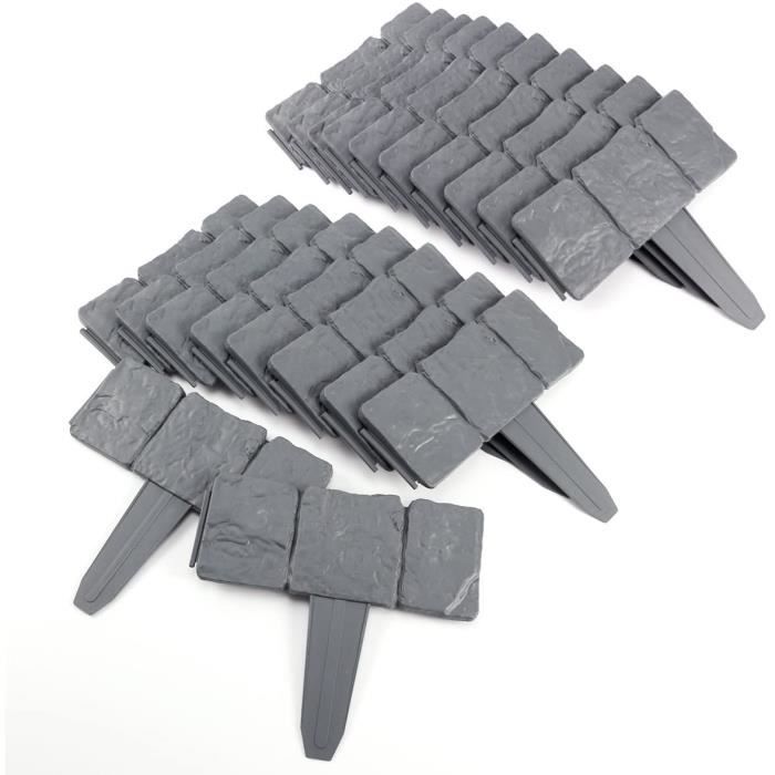 20pcs bordures de jardin pelouse de jardin en plastique effet pierre pavée