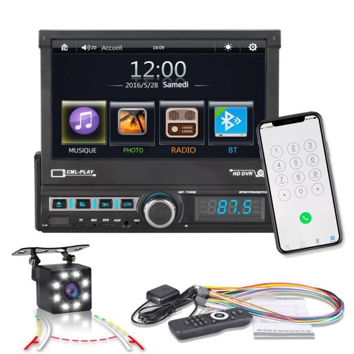 SWAREY Autoradio Bluetooth Stéréo MP5 Navigation GPS 7'' HD Radio FM Voix Intelligente avec Caméra de Reculv 7110GM
