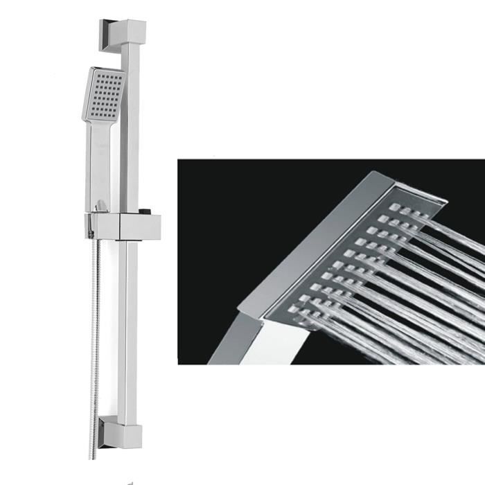 TOPTW Kit Pommeau Colonne de Douche Douchette Barre Support Ajustable Chrome en Acier inox Salle de bain TYPE D