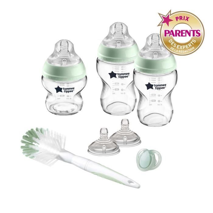 TOMMEE TIPPEE Biberon Kit Naissance en Verre Closer to Nature, Transparent