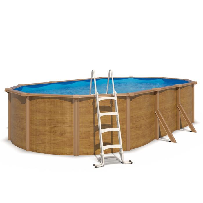 Piscine hors sol acier ovale 6,10 x 3,65 x 1,20 m aspect bois CANYON
