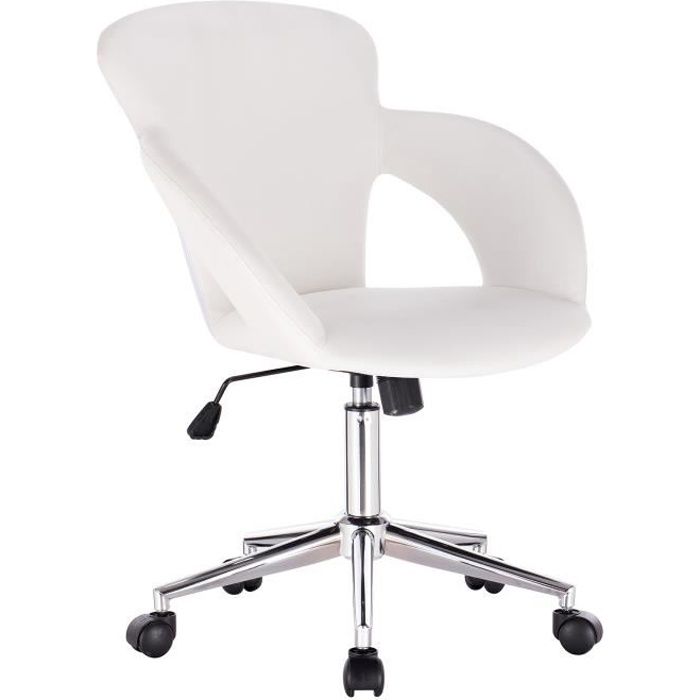 WOLTU Chaise de Bureau réglable en hauteur,Fauteuil de Direction en Cuir,design ergonomique,Blanc