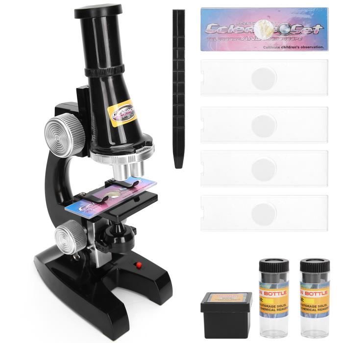 Microscope pour Enfants, Microscope Science Kit pour Débutant avec des Lumières LED, 40x, 80x, 200x, 400x, 1200x blanc HB007