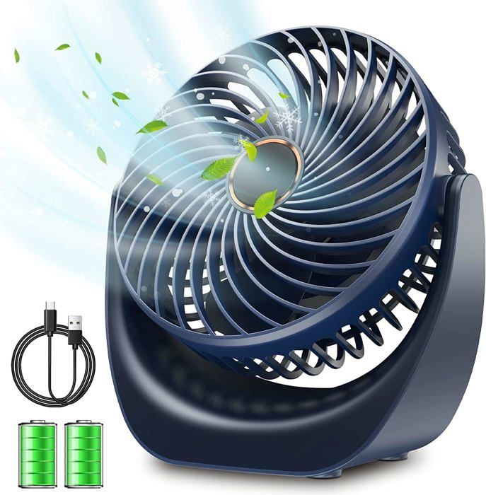 Ventilateur Bureau USB Rechargeable 3 En 1 | 3 Vitesses - 360° Ajustable | Portable Pour Maison/Bureau/Camping