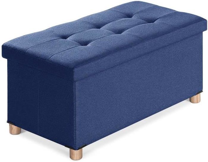 Banc coffre de rangement pouf de rangement pliable blanc 76 x 38 x 38 cm lsf106 SONGMICS Gain de place