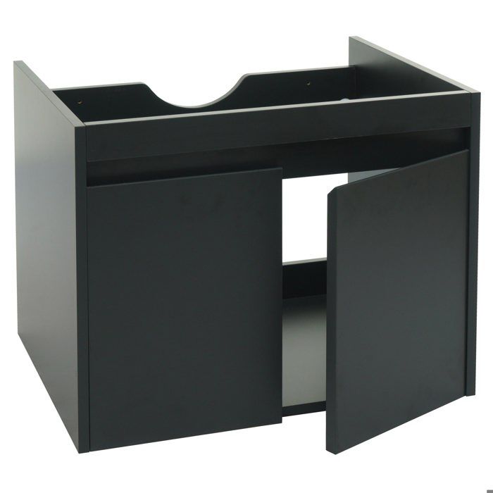 Meuble sous lavabo rangement salle de bain avec 2 portes 48 x 59 x 46 cm MDF noir 04_0007848 Meuble sous lavabo rangement salle de bain avec 2 portes 48 x 59 x 46 cm MDF noir 04_0007848