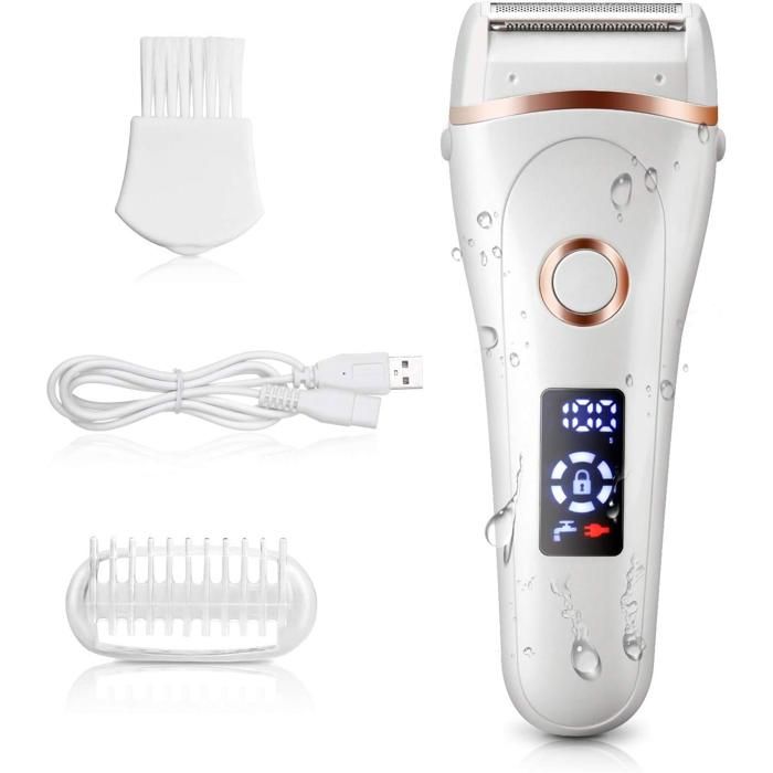 Rasoir électrique - AUCEE - Rechargeable - Humide et sec - Affichage LED - Hypoallergénique
