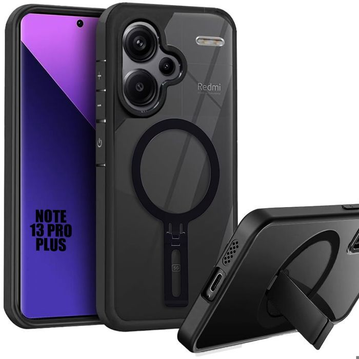 Coque YXINDAFU Pour Xiaomi Redmi Note 13 Pro Plus 5G – Double Couche (TPU + PC) Antichoc – Avec Anneau Magnétique 360° – Noir