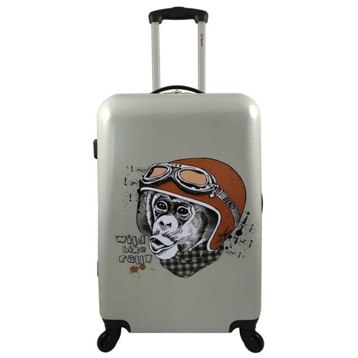 Valise Grande Taille Benzi 75cm Monkey Design - Gris, ABS, Modèle 7522 (neuve)