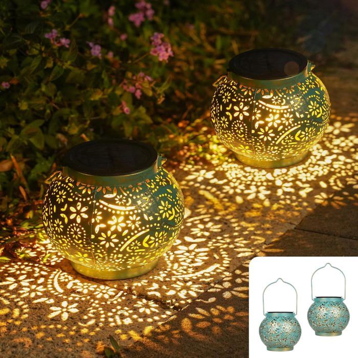 JOYCREATOR Lot de 2 lanternes solaires d'extérieur à LED pour