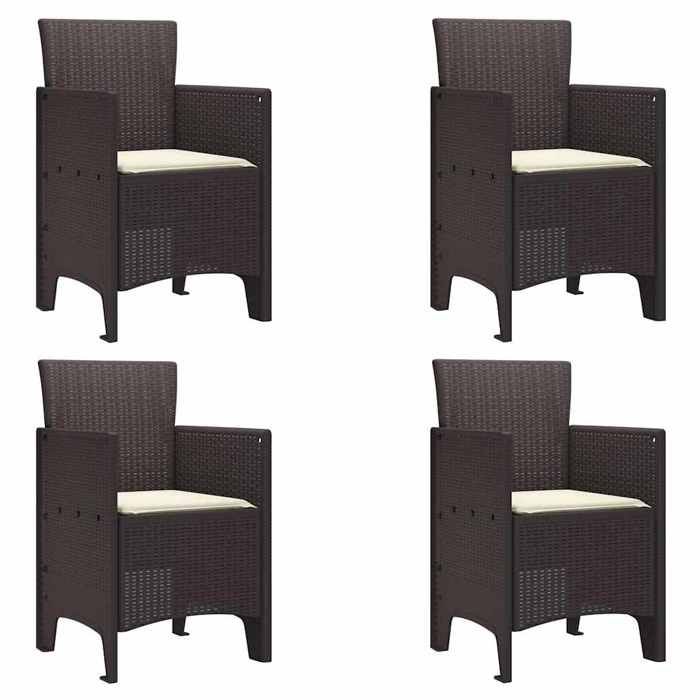 NEW 2025 Chaises de jardin - GKO - Fauteuil jardin - avec coussins - 4 pcs Marron Poly Rattan - size:53x49x85 cm @@3617